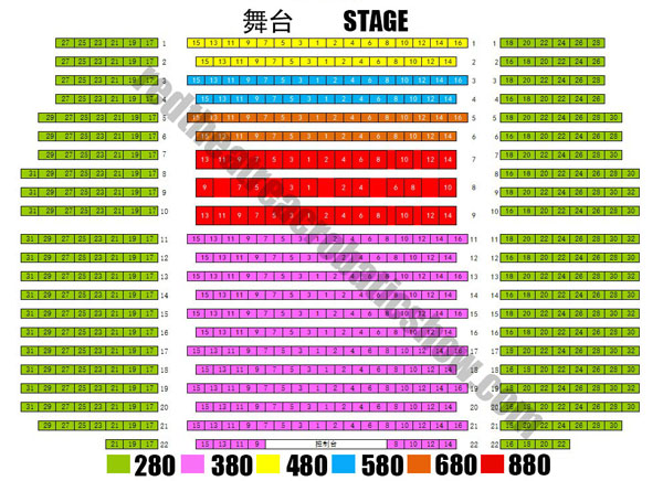 Red Theatre Beijing Acrobatic Show seat map